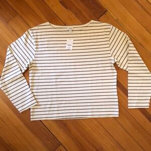 J.Crew size medium cream and camel striped top.￼